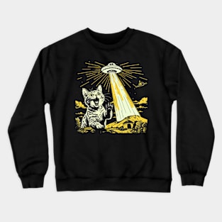 Shocked Cat and UFO Invasion Crewneck Sweatshirt